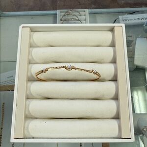 Elegant Gold Bangle with Pearl Accents